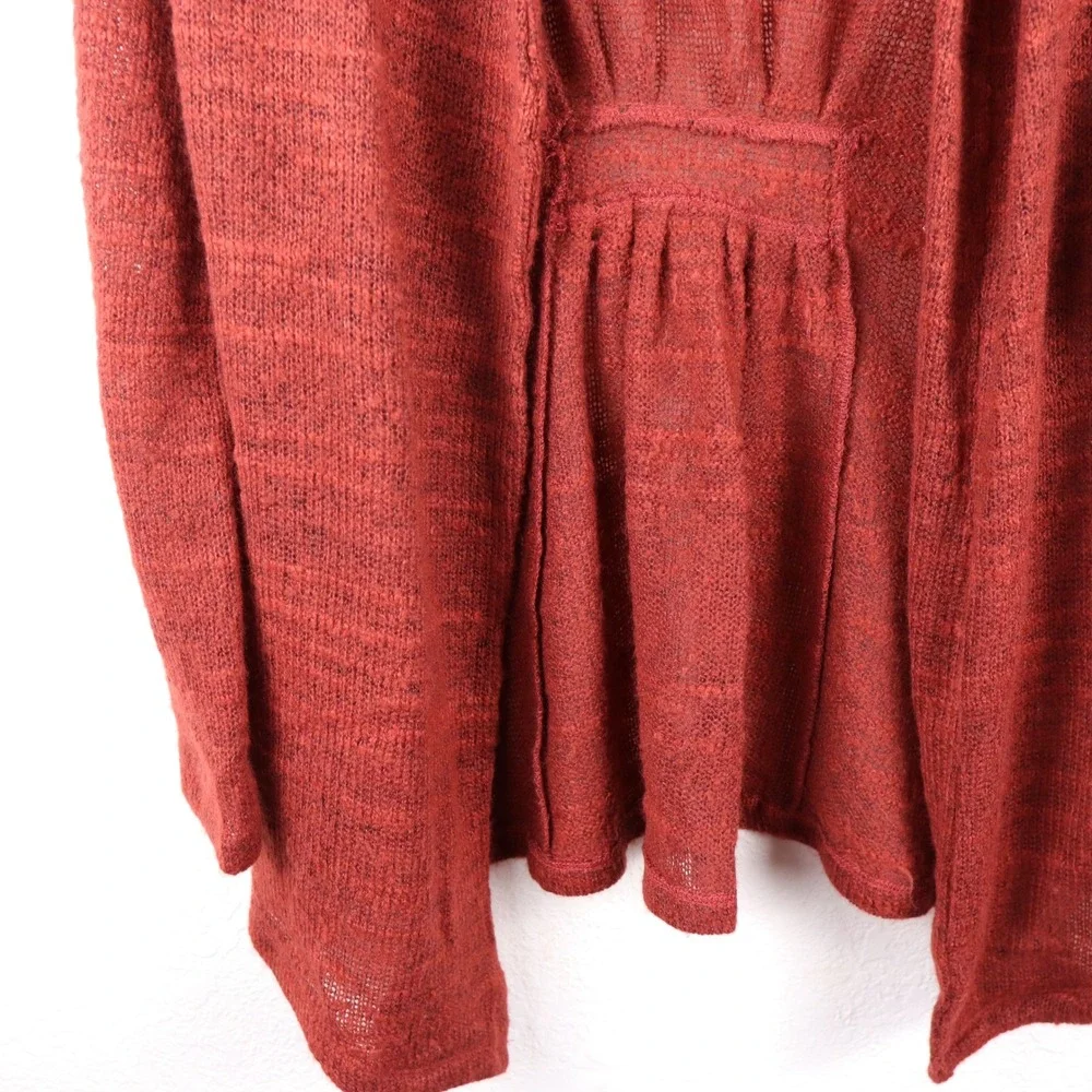 New W/Tag Energe World Wear Women's Red Open Weave Knit Cardigan‎ Sweater Size S